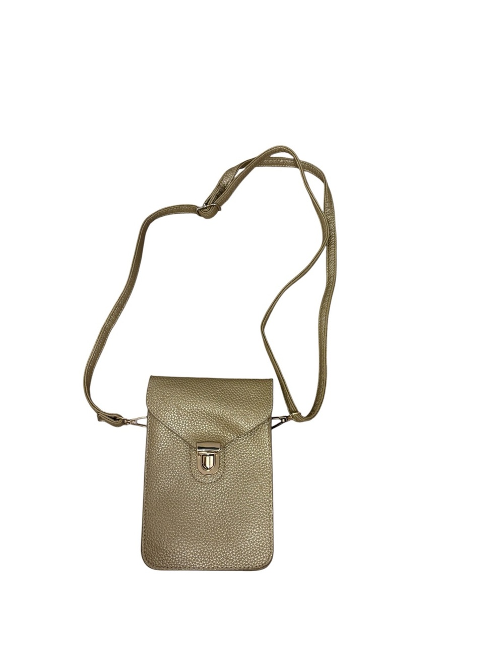 Fabriano Italia Metallic Champagne Gold Genuine Leather Crossbody Bag ✨